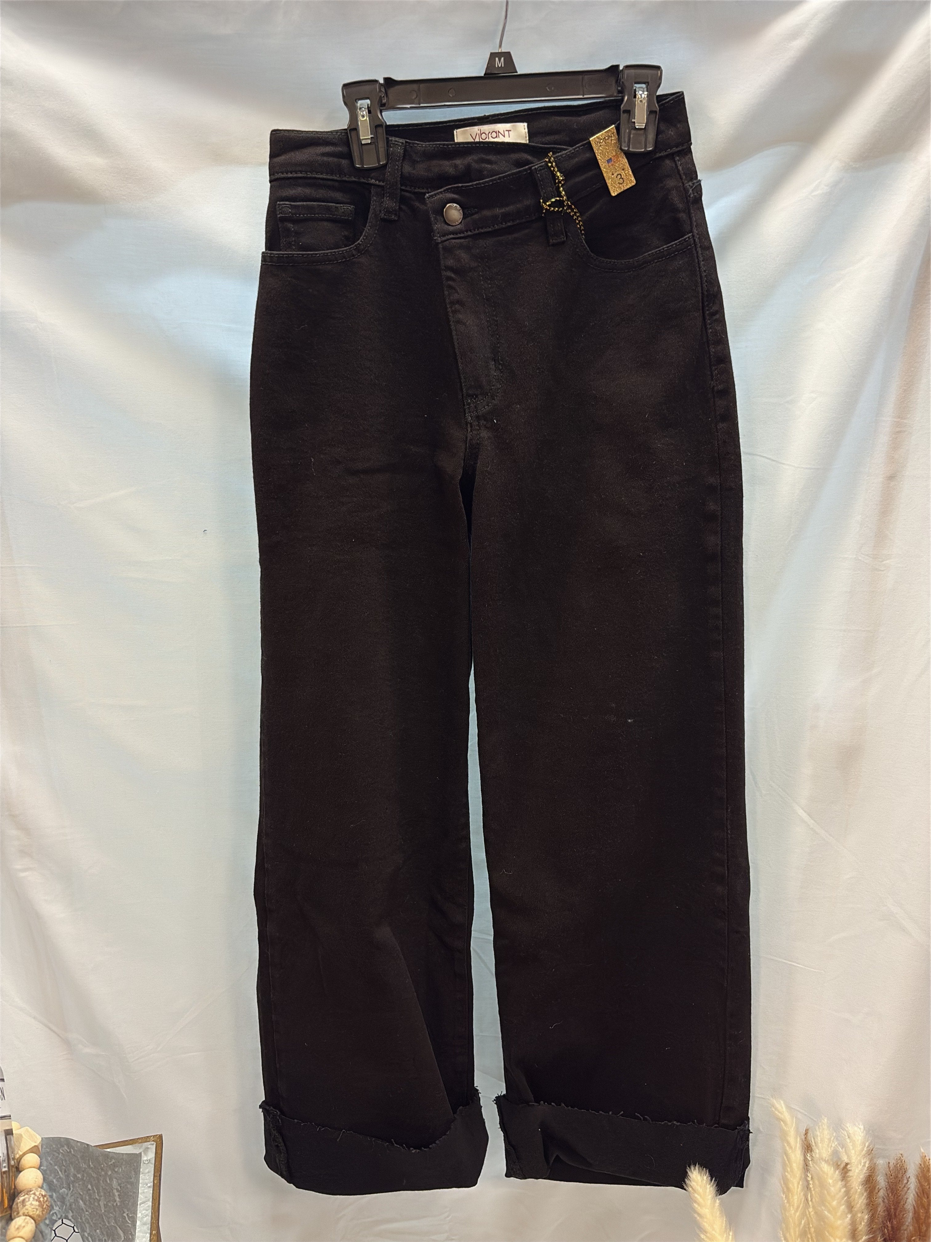 Vibrant Black Wid Leg Jeans