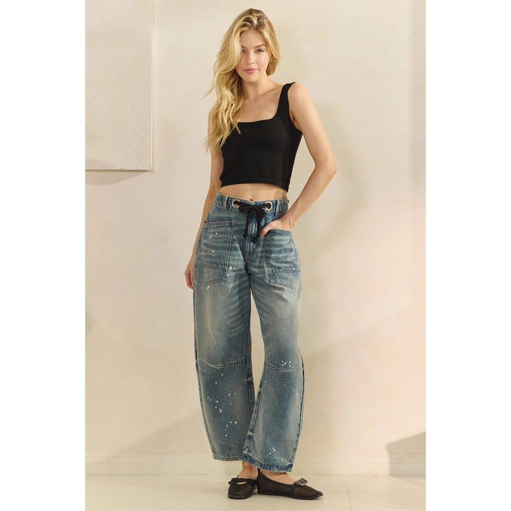 Tie Barrel Jeans