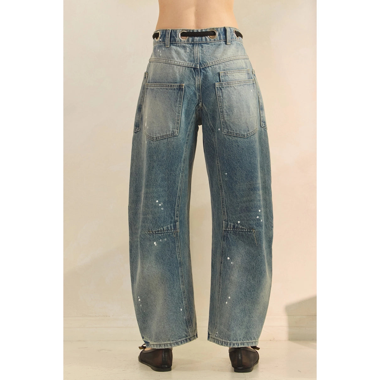 Tie Barrel Jeans