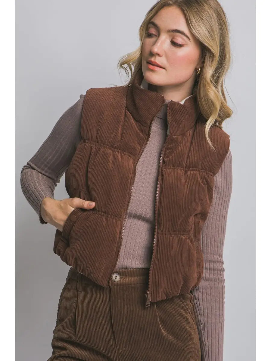 Reversible Corduroy Puffer Vest