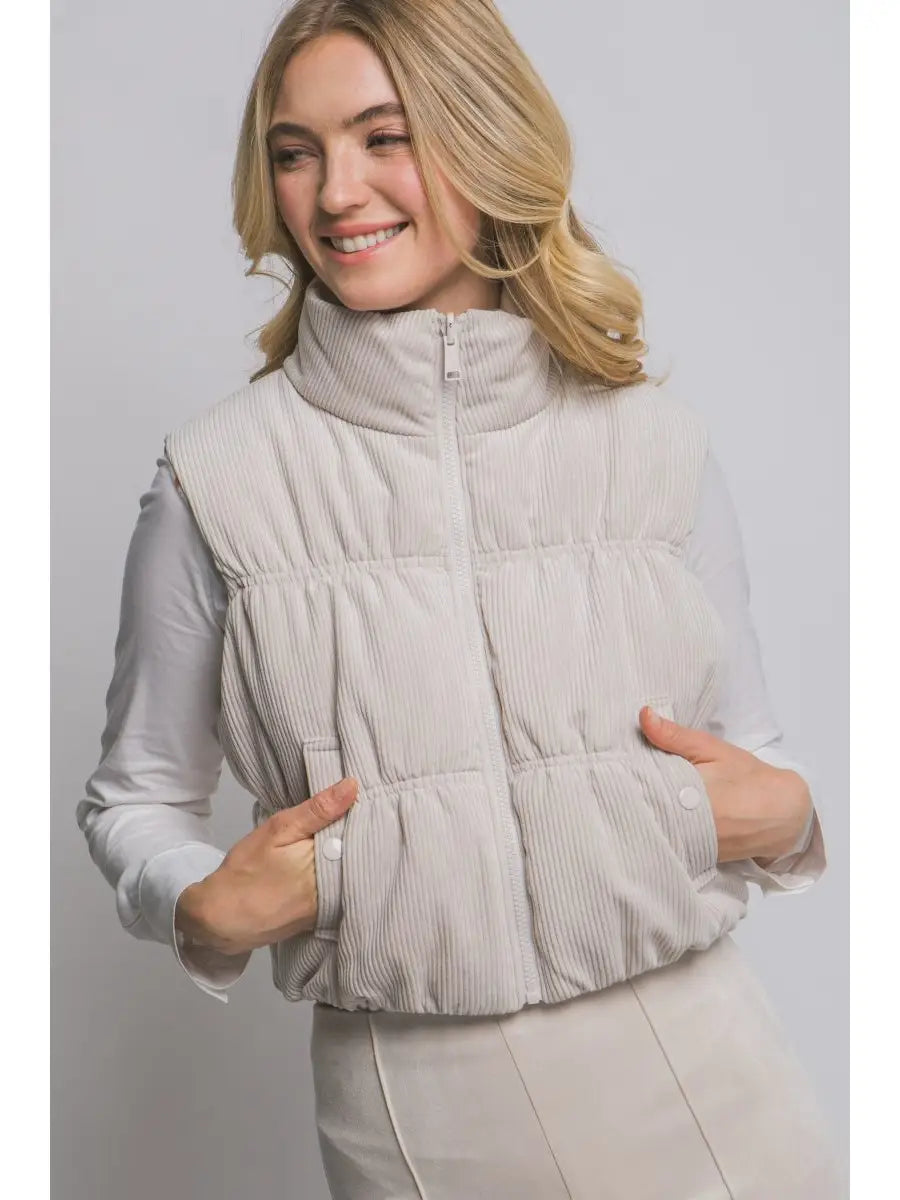 Reversible Corduroy Puffer Vest