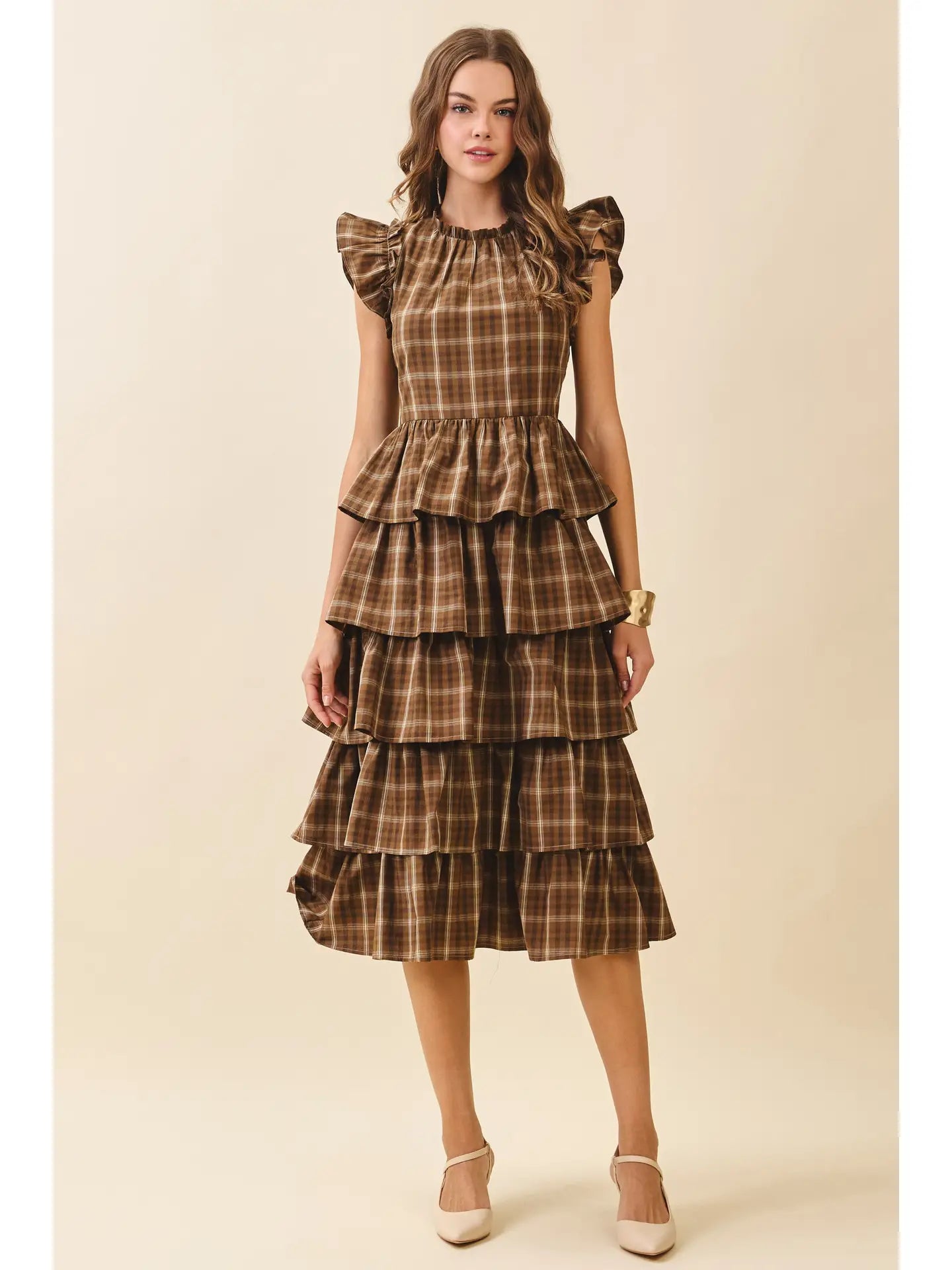 Tiered Plaid Dress