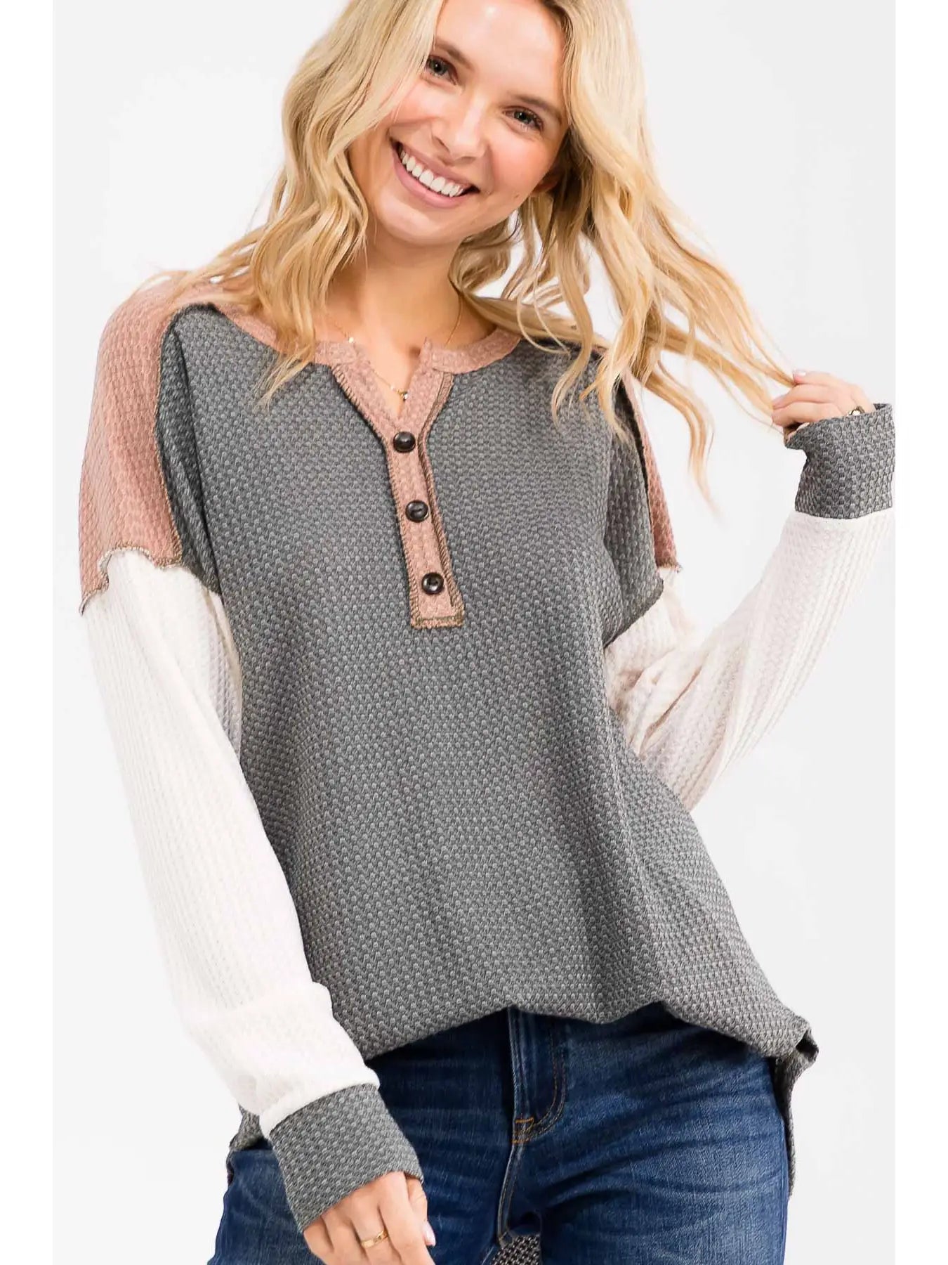 Waffle Knit Pullover Tee